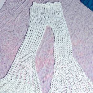 WHITE BELL BOTTOM CROTCHET PANTS